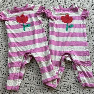 Hanna Andersson Striped Baby Rompers with Red Flower